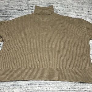 Zaful Taupe Ribbed Turtleneck Sweater
